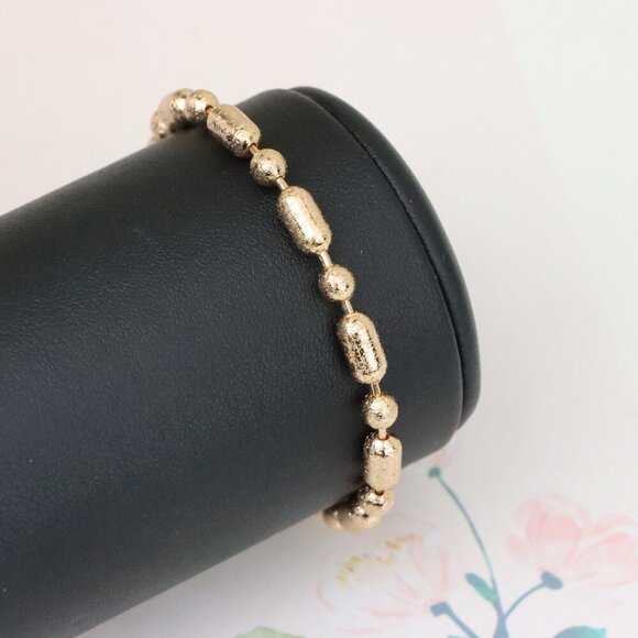 "Rose Gold Textured Bead Bracelet with Adjustable Chain, XPBL1156 - Picture 7 of 12